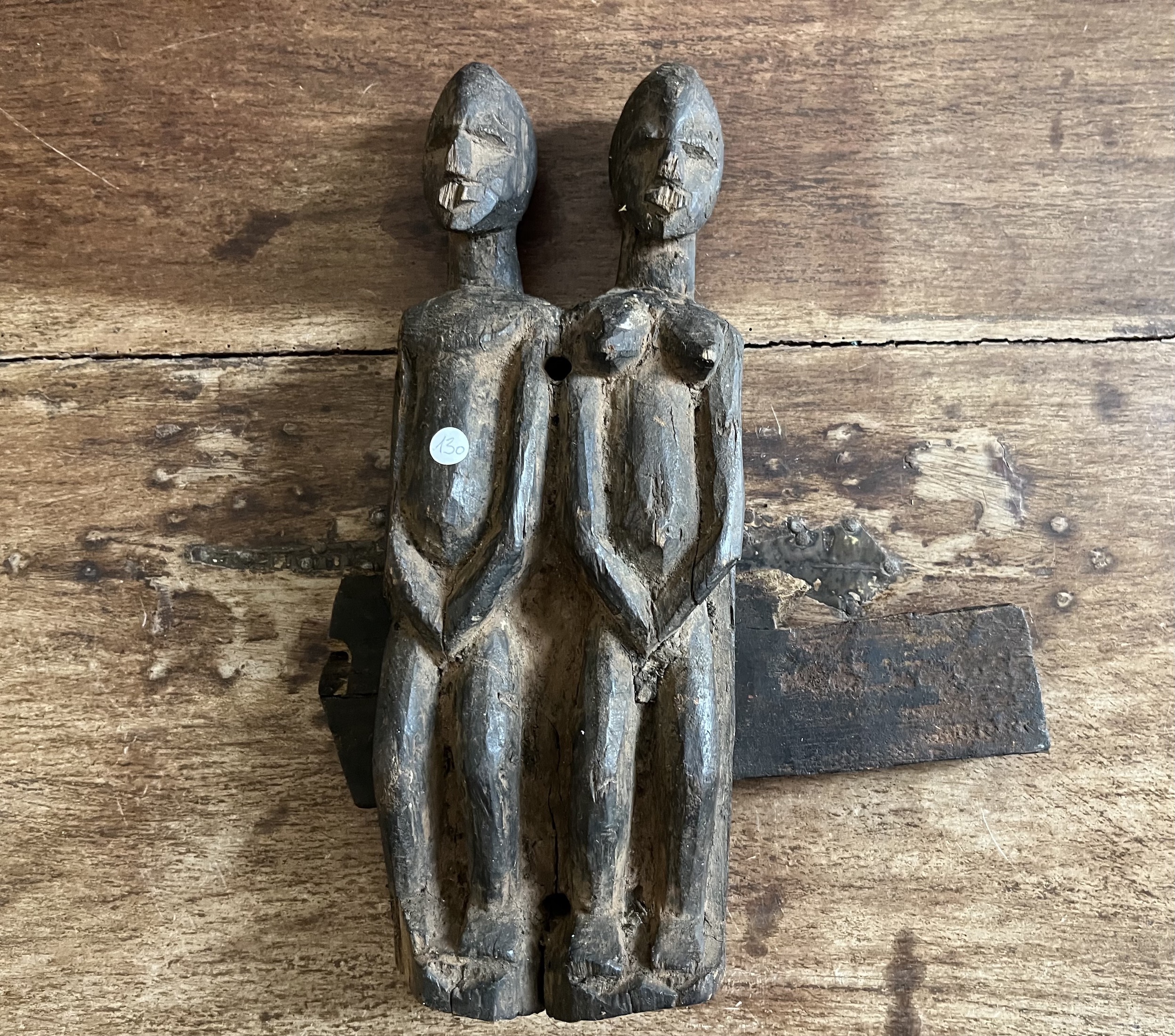 Serrure anthropomorphe – Couple sculpté — Dogon, Mali — Art tribal Africain