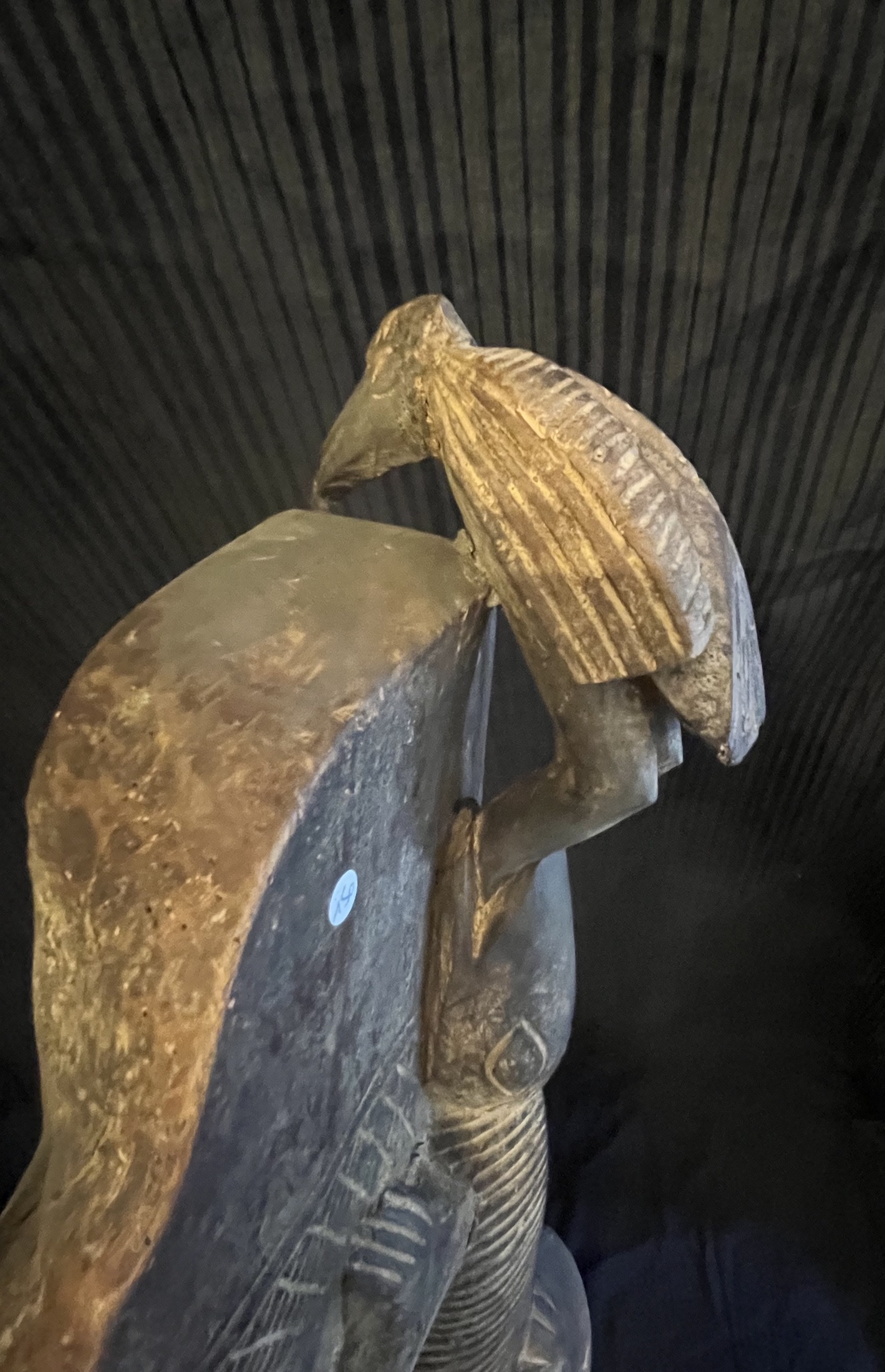 Photo 8 — Poteau sculpté Dogon – Chasseur, caméléon et oiseaux — dogon, Mali — Art tribal Africain
